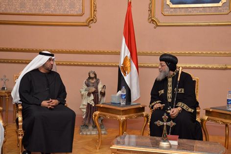 الدكتور سلطان بن جابر وزير الدولة الاماراتيه في تقديم العزاء باسم دولة الامارات لقداسة البابا تواضروس الثاني 1